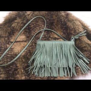 Mint colored fringe purse